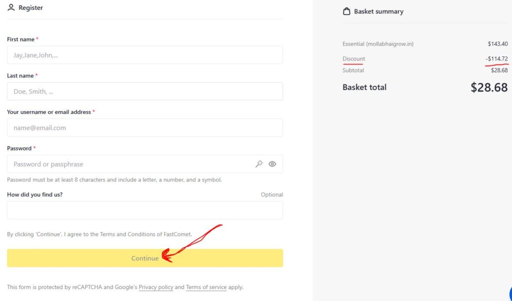 fastcomet coupon applied