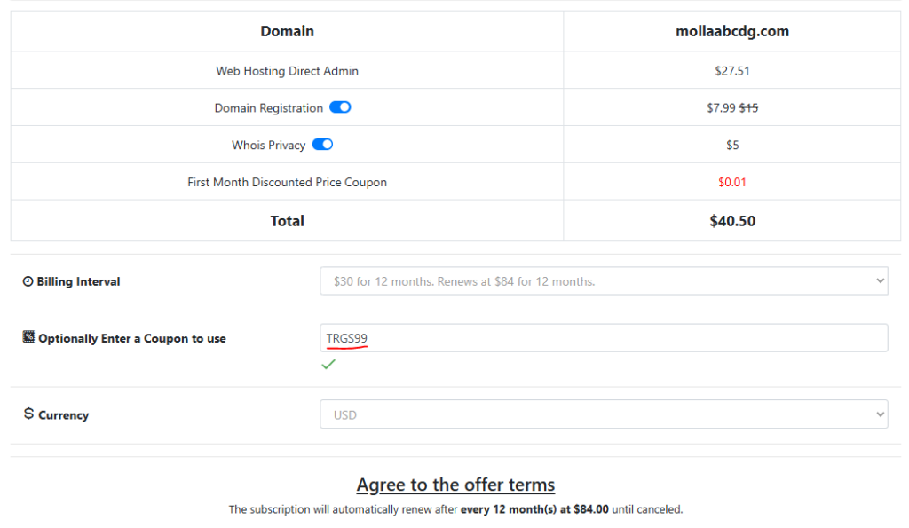 interserver coupon code