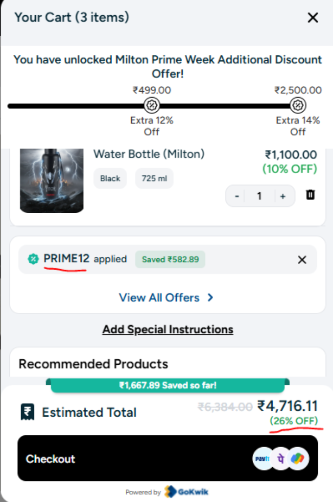 milton coupon applied
