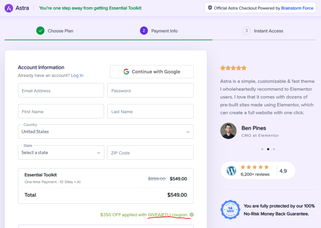 wp astra coupon code