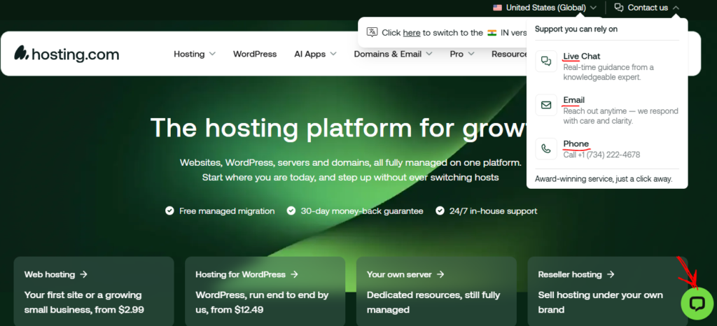 hosting.com support